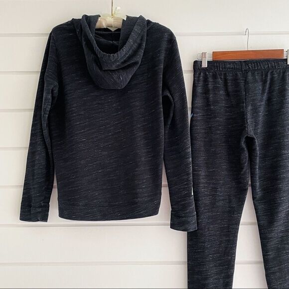 VS PINK RARE High Low Marl Grey Ombré Script Logo Hoodie & Joggers Matching Set - Picture 4 of 10